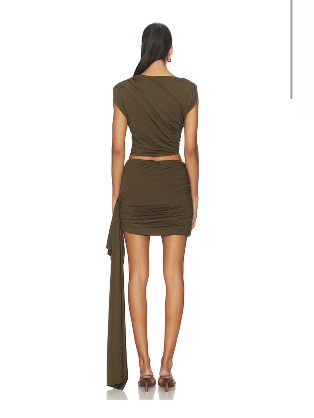 Jhazala Skirt Set in Dark Olive Gree - Picture 2 of 5